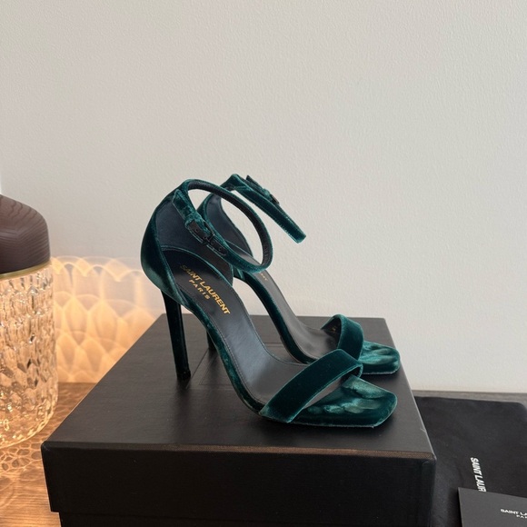 Saint Laurent Women's Velvet Heels - Dark Green size 36 - Picture 5 of 6